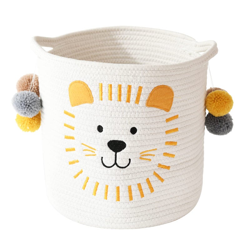 INough Toy Storage Baskets Cute Laundry Basket with Handles Dog Toy Storage Basket Durable Large Cotton Rope Storage Bins Home Organizer Solution for Office Bedroom Closet Toys  Laundry Lion