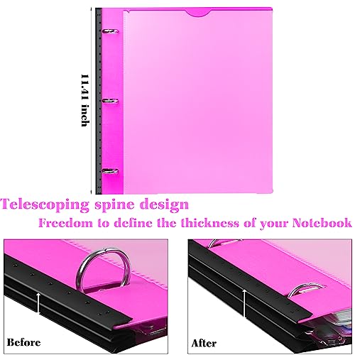 INFUN All-in-one Telescoping Binder Notebook, Refillable 3 Ring Notebook Binder with 1 Plastic Movable Pocket Folder,5 Plastic Subject dividers and Graph Paper and College Ruled Paper- Pink - Image 5