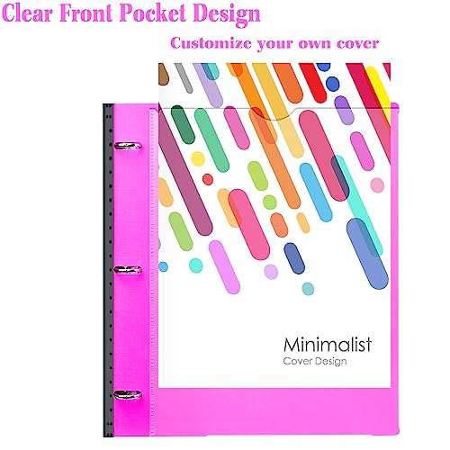 INFUN All-in-one Telescoping Binder Notebook, Refillable 3 Ring Notebook Binder with 1 Plastic Movable Pocket Folder,5 Plastic Subject dividers and Graph Paper and College Ruled Paper- Pink - Image 4