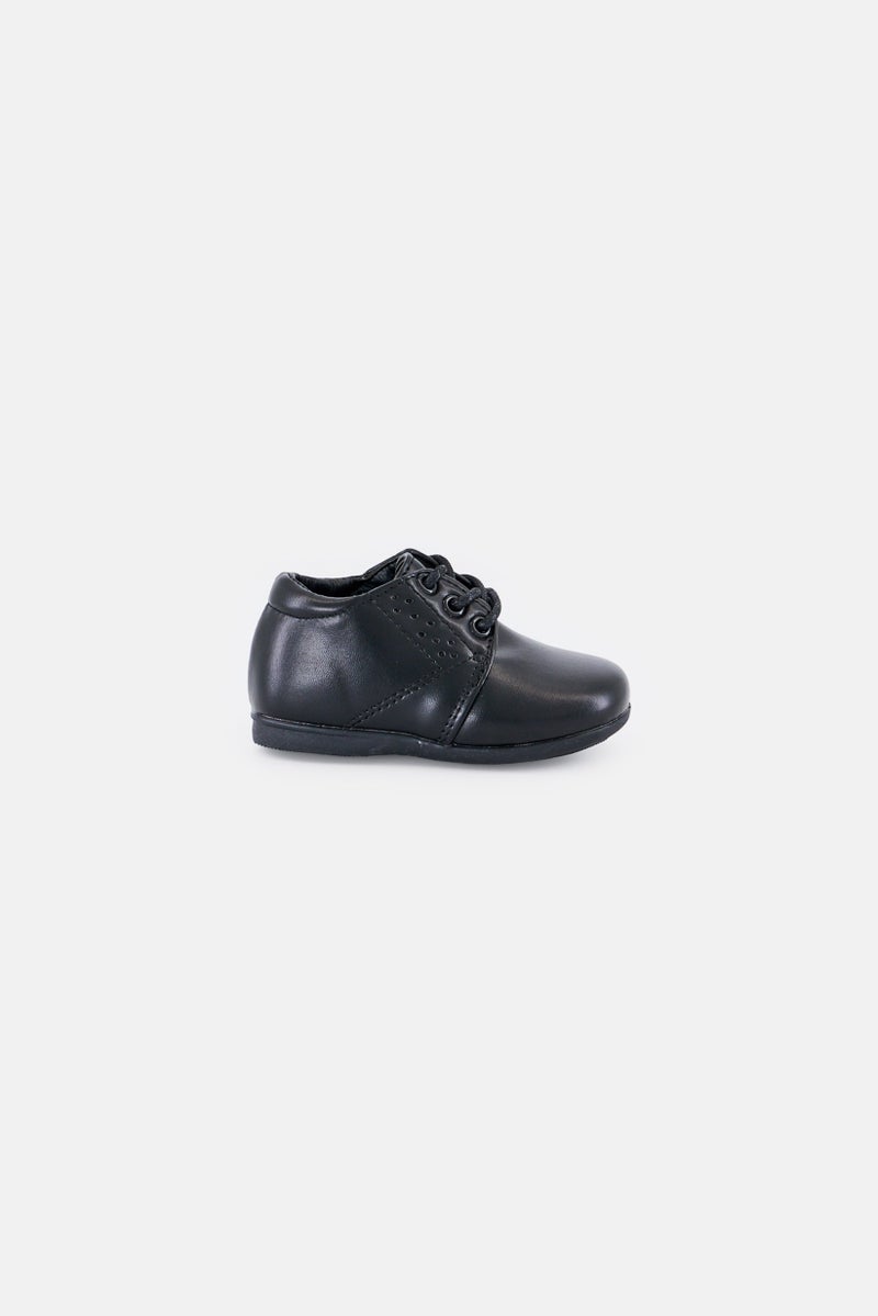 Josmo Toddlers Boy Leather Lace up Shoes, Black - Image 3