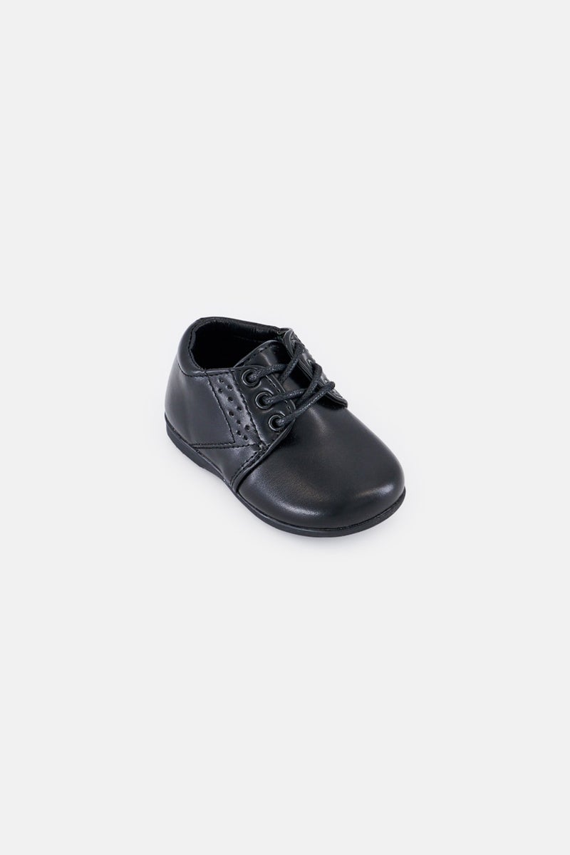 Josmo Toddlers Boy Leather Lace up Shoes, Black - Image 1