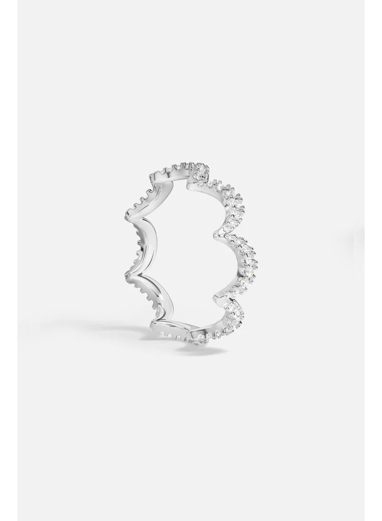 خاتم فضي متموج مرصع بالماس