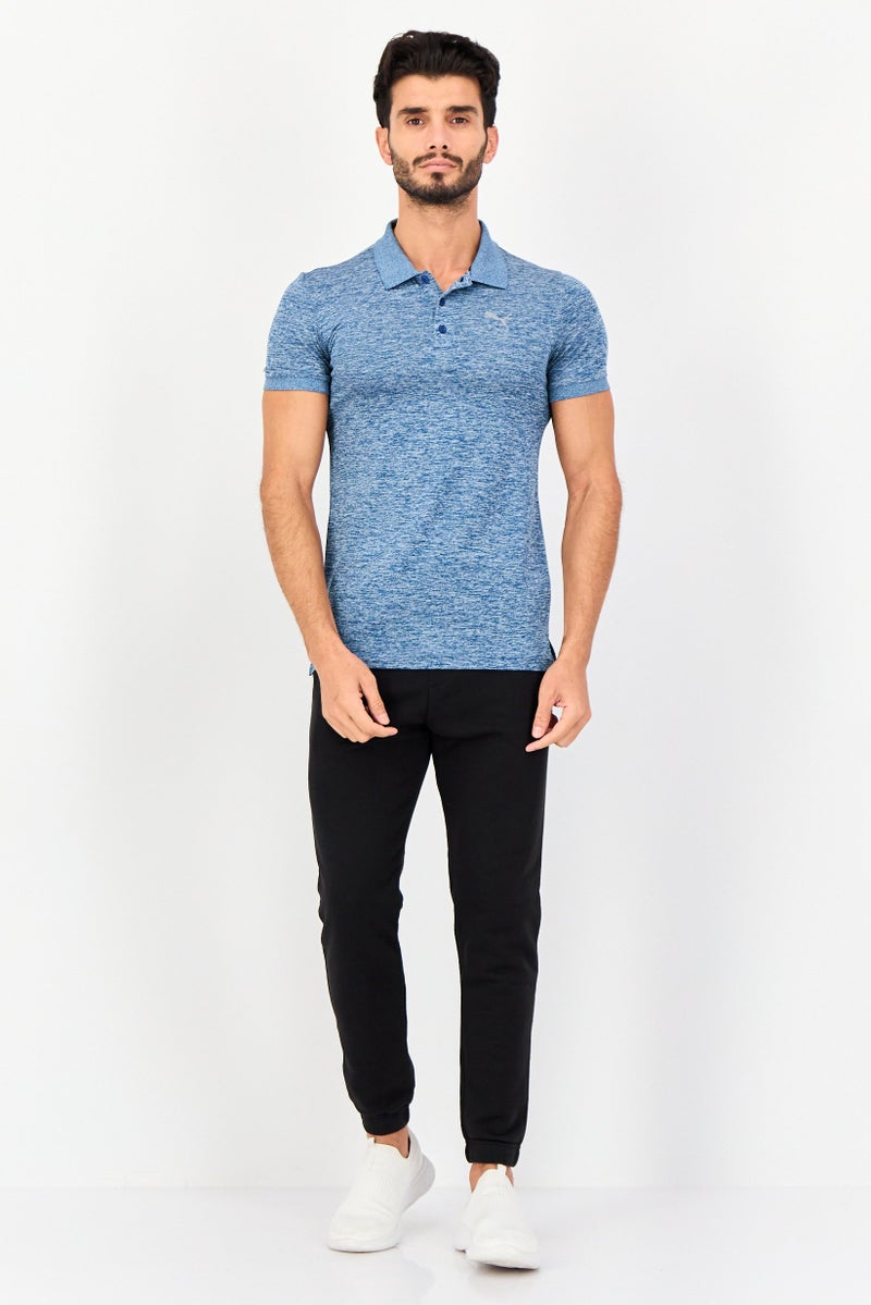 PUMA قميص بولو قصير الأكمام للرجال بتصميم نحيف مع شعار العلامة التجارية، أزرق مائل إلى الرمادي - Image 3