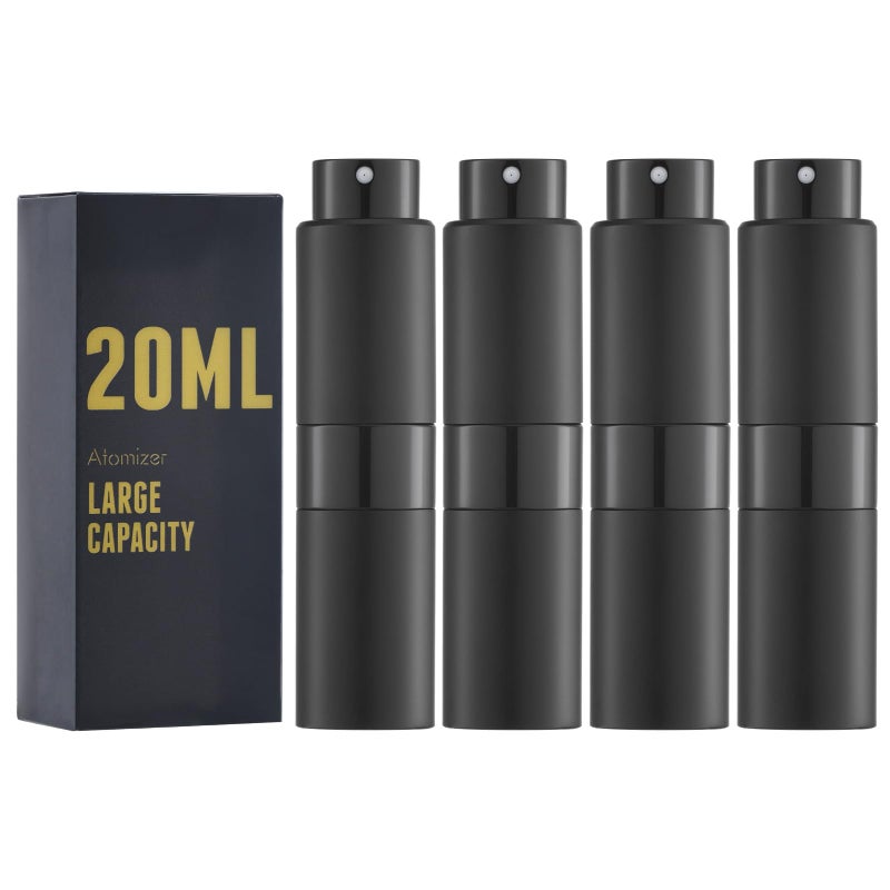 زجاجة رذاذ عطر Owlyee 20 مل للسفر كولونيا، موزع بخاخ صغير فارغ (أسود 4 قطع) - Image 1