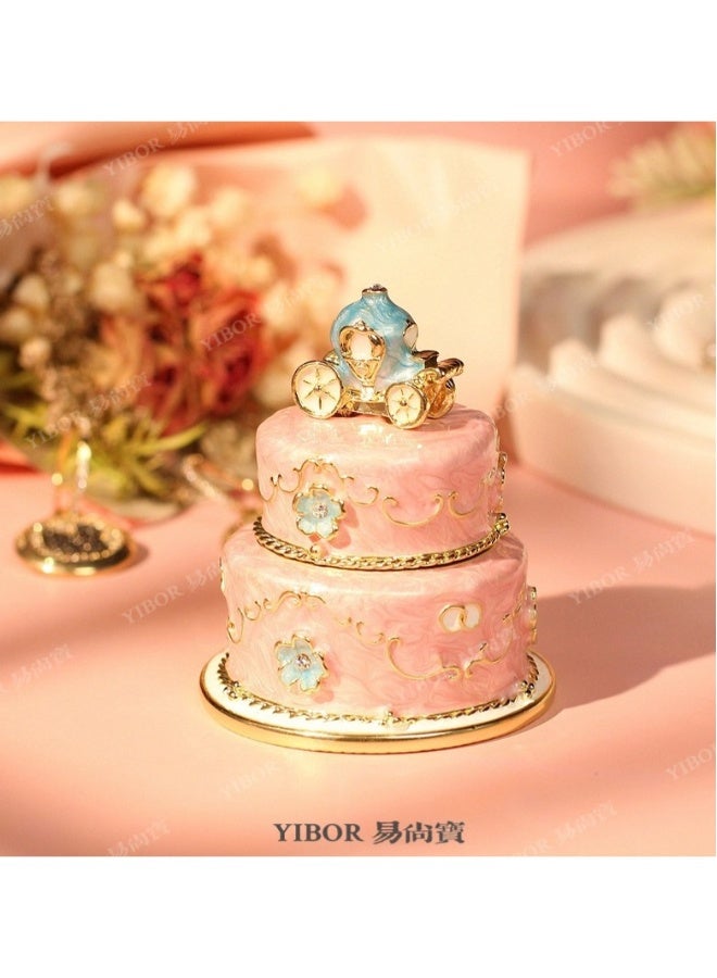 Beauenty Metal enamel jewelry box Qibaoshao handicrafts gifts light and lovely cake home desktop ornaments/pink - Image 1