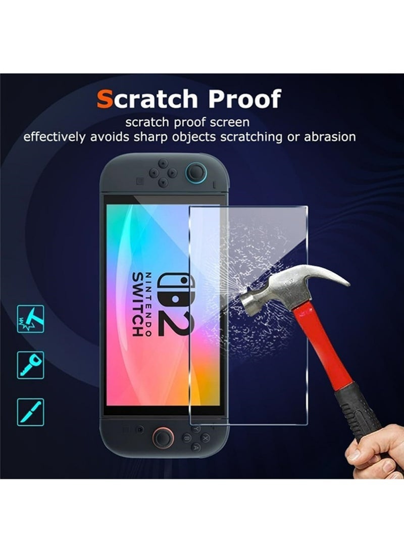 Carrying Case for Nintendo Switch 2 , 2Pcs Screen Protector and Accessories, Protective Hard Shell Portable Travel Carry Case Pouch holds 10 Cartridges with Pockets for Switch 2 Accessories and Games, Black - Image 5