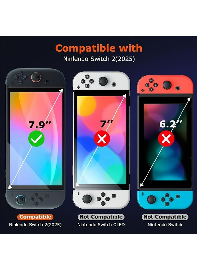 Carrying Case for Nintendo Switch 2 , 2Pcs Screen Protector and Accessories, Protective Hard Shell Portable Travel Carry Case Pouch holds 10 Cartridges with Pockets for Switch 2 Accessories and Games, Black - Image 4