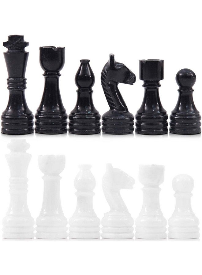 Radicaln Marble Chess Figures 3.5'' Inches Black and White Handmade Figures for Chess Board Game - Marble Chess Set, Family Chess Game, Checker Board Game - Image 1