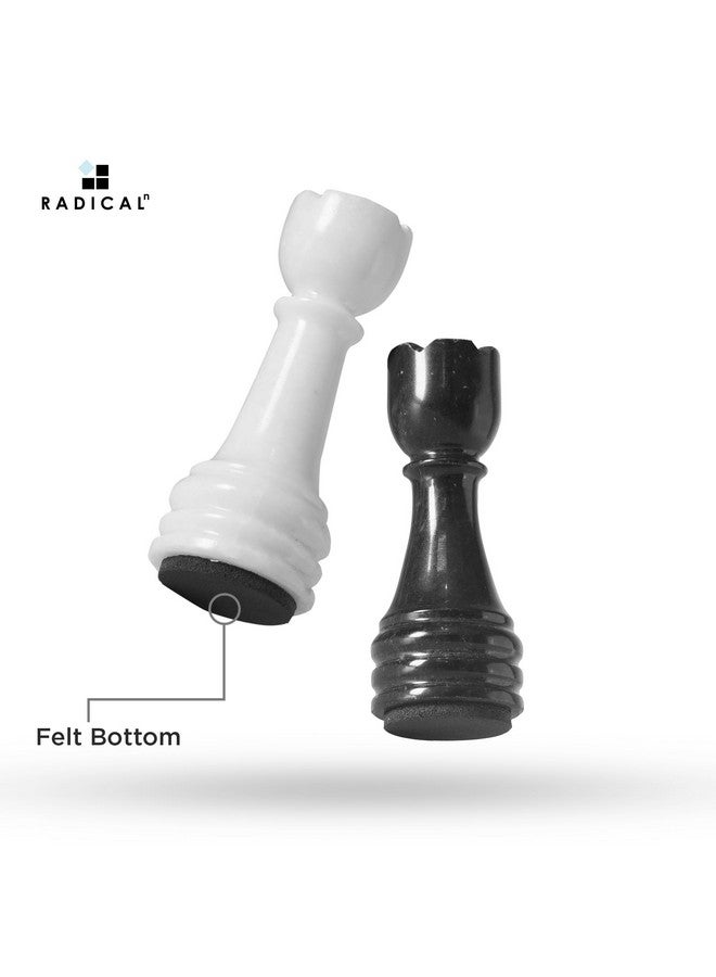 Radicaln Marble Chess Figures 3.5'' Inches Black and White Handmade Figures for Chess Board Game - Marble Chess Set, Family Chess Game, Checker Board Game - Image 4