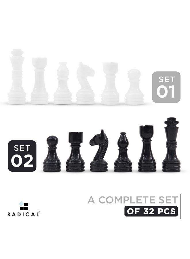 Radicaln Marble Chess Figures 3.5'' Inches Black and White Handmade Figures for Chess Board Game - Marble Chess Set, Family Chess Game, Checker Board Game - Image 5
