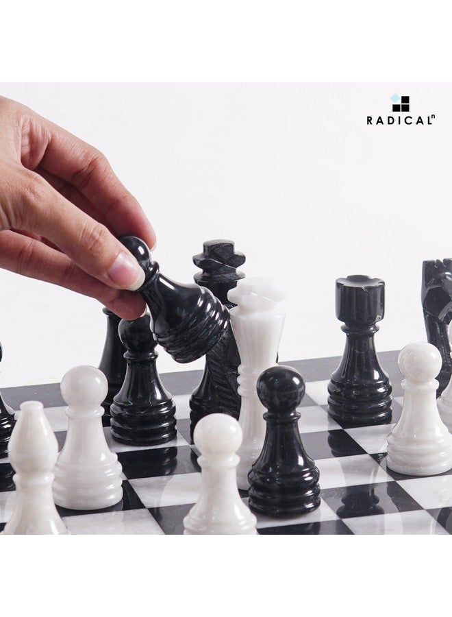 Radicaln Marble Chess Figures 3.5'' Inches Black and White Handmade Figures for Chess Board Game - Marble Chess Set, Family Chess Game, Checker Board Game - Image 2