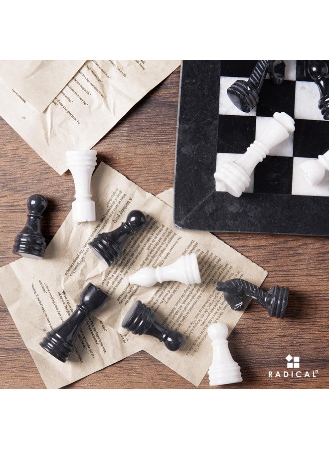 Radicaln Marble Chess Figures 3.5'' Inches Black and White Handmade Figures for Chess Board Game - Marble Chess Set, Family Chess Game, Checker Board Game - Image 3