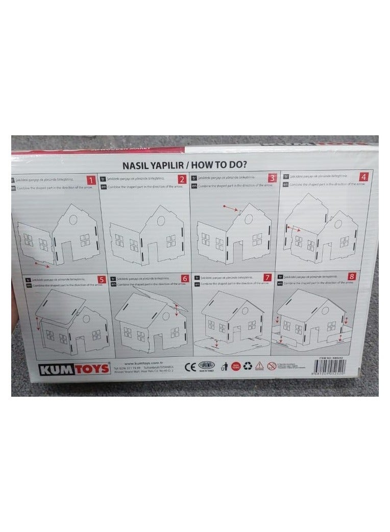 redka 3D wooden model. After assembling the toy parts, they can be painted in desired colors using the paint and brush that comes with the product. - Image 3