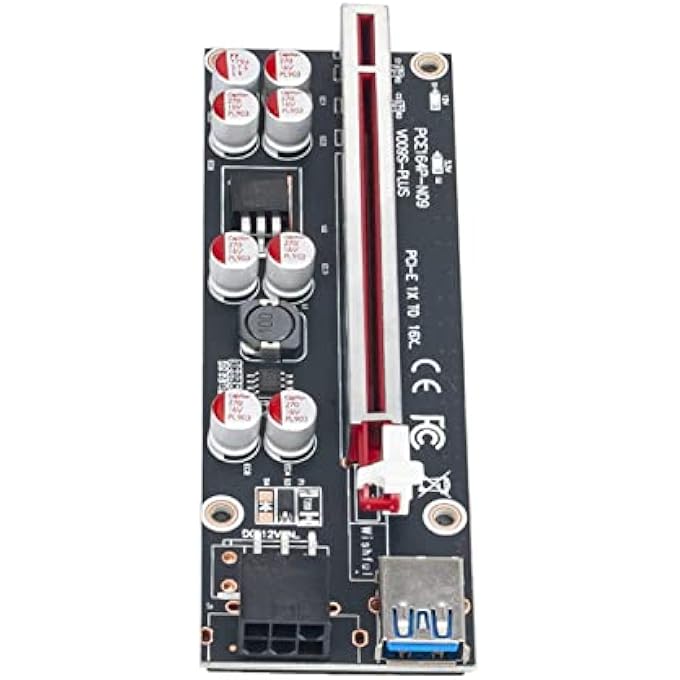 rayihni NC P C I- E PCIE RISER009 S P L U S PROFESIONAL EXPRESS1 X4X8X16X EXTENDER P C I E U S B RISER009 G P U6 PIN CARD S A T A15PINFOR B T C MINER - Image 3