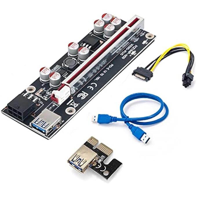 rayihni NC P C I- E PCIE RISER009 S P L U S PROFESIONAL EXPRESS1 X4X8X16X EXTENDER P C I E U S B RISER009 G P U6 PIN CARD S A T A15PINFOR B T C MINER - Image 2