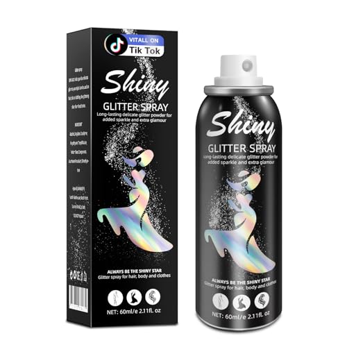Ragkun Body Glitter Body Glitter Spray Glitter Spray for Hair and Body LongLasting and QuickDrying Silver Glitter Hairspray Suitable for Stage Festival Rave and Makeup Prom 211 Fl Oz