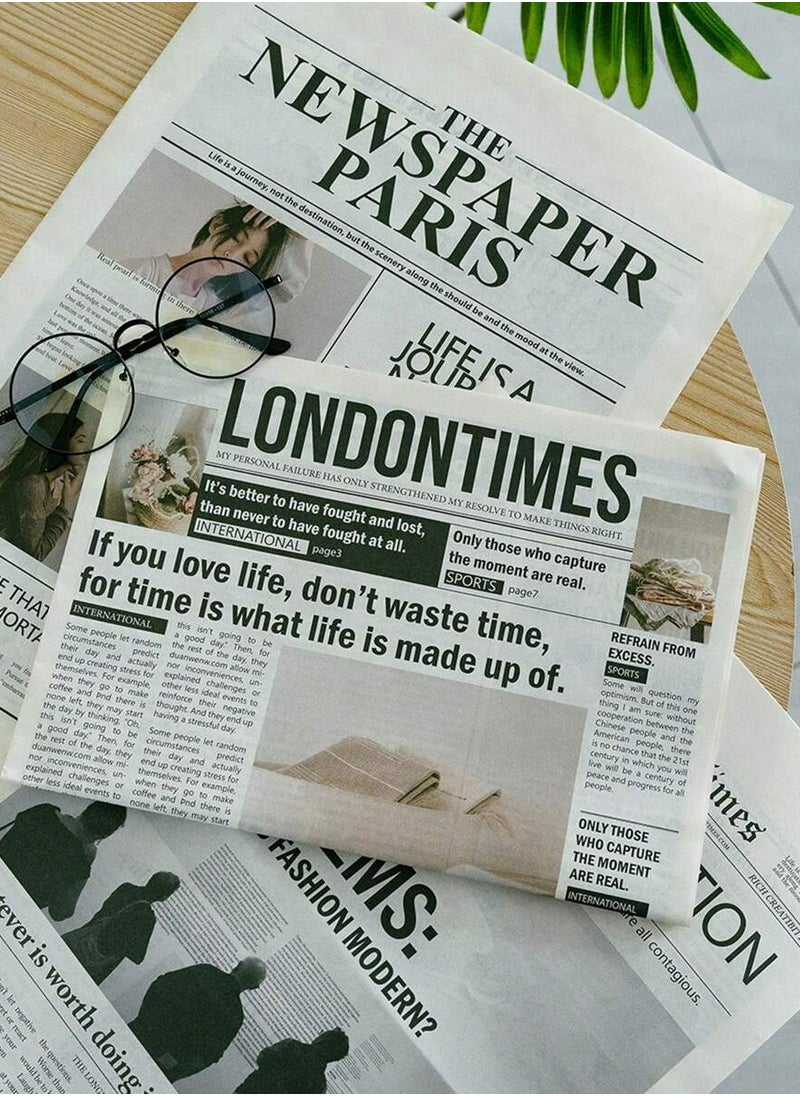 Generic 3pcs English Newspaper Photography Props Fashion Clothing Home Decor Food Photography Background Props Flower Wrapping Paper Atmosphere Decoration  - Image 1