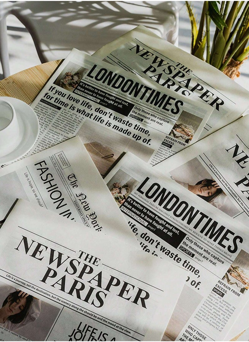 Generic 3pcs English Newspaper Photography Props Fashion Clothing Home Decor Food Photography Background Props Flower Wrapping Paper Atmosphere Decoration  - Image 2