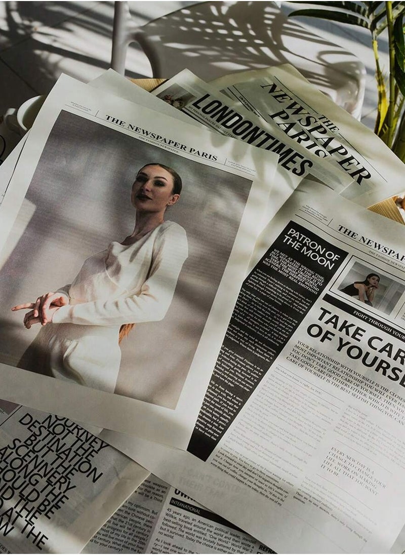 Generic 3pcs English Newspaper Photography Props Fashion Clothing Home Decor Food Photography Background Props Flower Wrapping Paper Atmosphere Decoration  - Image 3