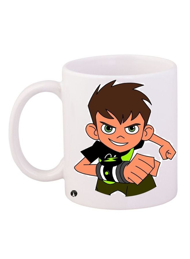 RYN Ben 10 Printed Coffee Mug White/Brown/Green 11ounce