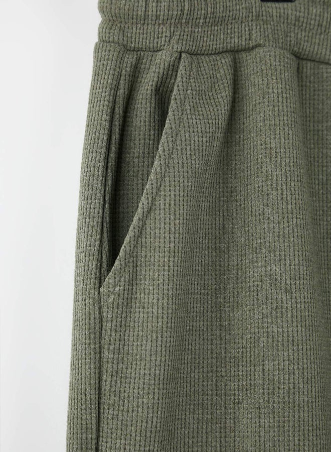 trendyol Khaki Plus Size Oversize/Wide Cut Textured Loose Sweatpants - Image 3