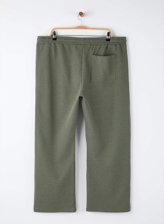 trendyol Khaki Plus Size Oversize/Wide Cut Textured Loose Sweatpants - Image 4