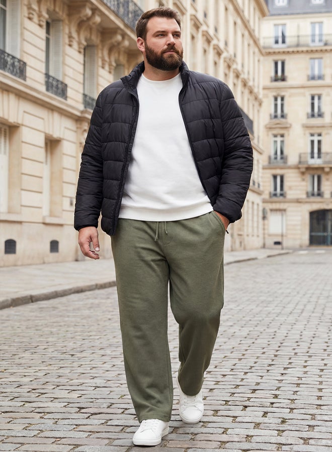 trendyol Khaki Plus Size Oversize/Wide Cut Textured Loose Sweatpants - Image 1