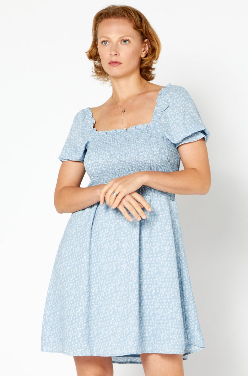 NA-KD Women Floral Print Mini Dress, Blue - Image 1