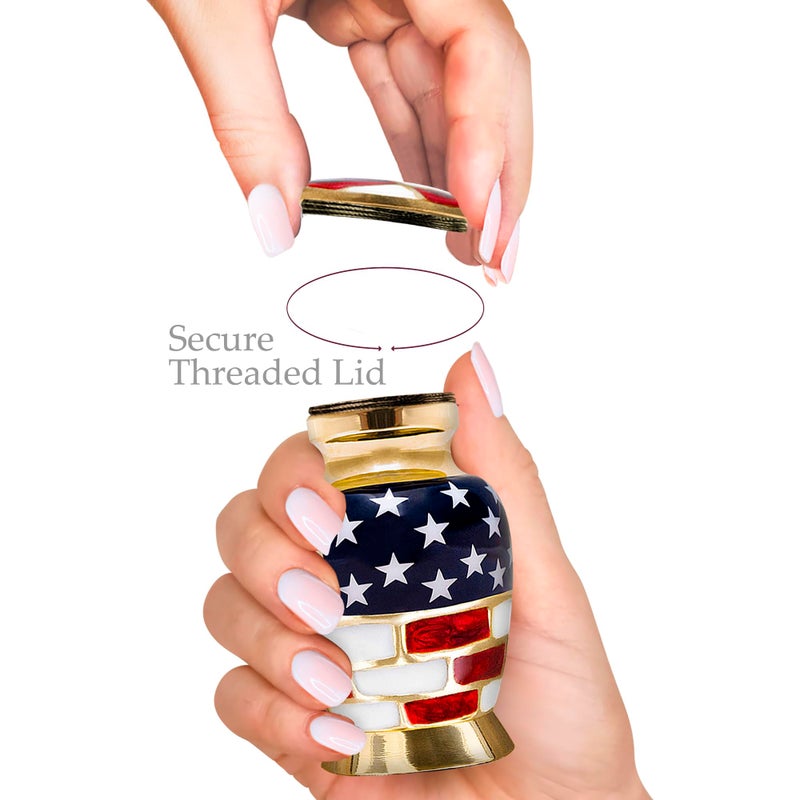 Trupoint Memorials Small Urns for Human Ashes Keepsake, Military and Patriotic Decorative Mini Cremation Urn for Veteran Adult Men and Women, Small Gold - Image 4
