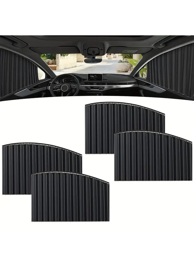 Magnetic Car Window Curtains 4pcs Black Lightweight Privacy Sun Shade for Vehicles Camping Outdoor - Image 1
