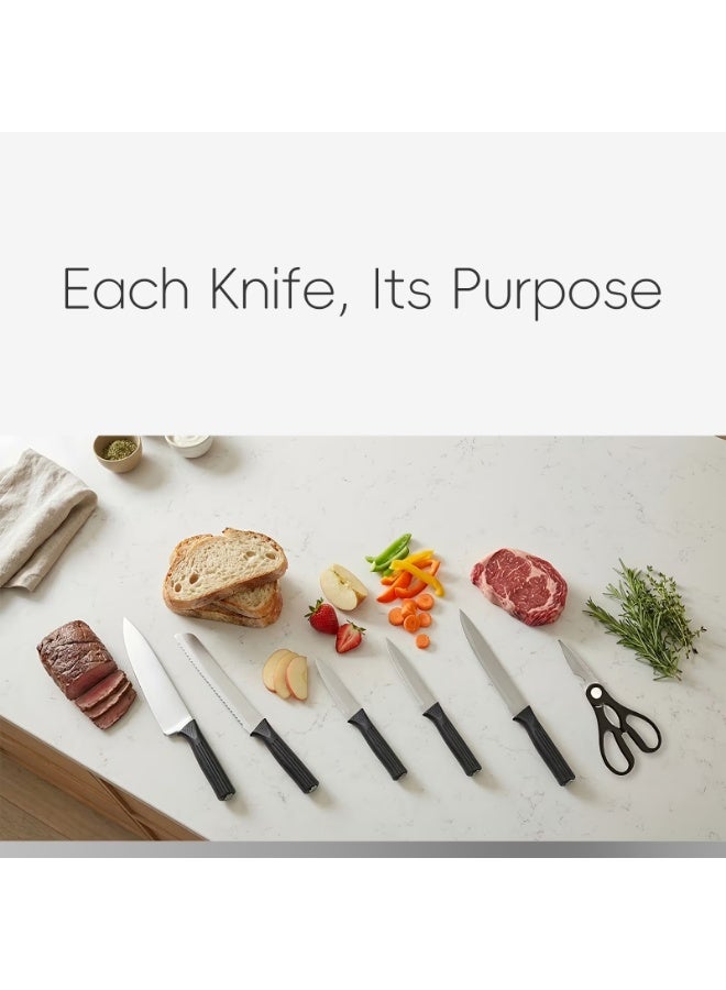 KUNSION 6-piece kitchen knife set with block, ultra-sharp high-carbon stainless steel kitchen knives, dishwasher-safe knife set - Image 2