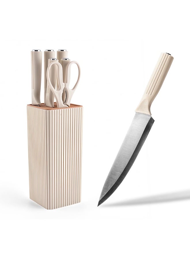 KUNSION 6-piece kitchen knife set with block, ultra-sharp high-carbon stainless steel kitchen knives, dishwasher-safe knife set - Image 1