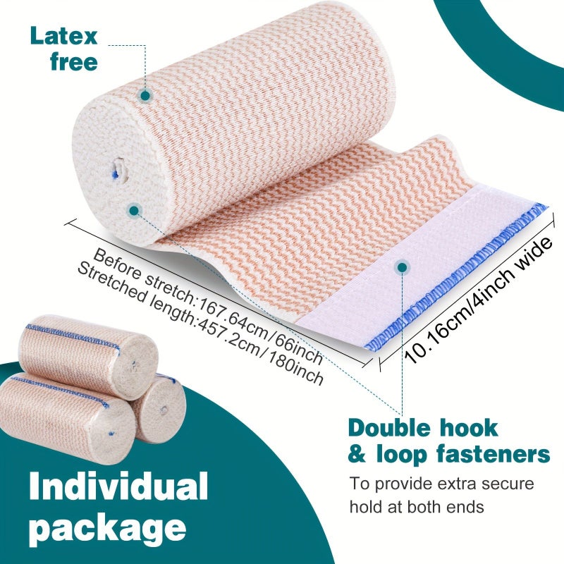 3 Pieces Latex Free Elastic Bandages For Leg Ankle Knee Compression - Image 4