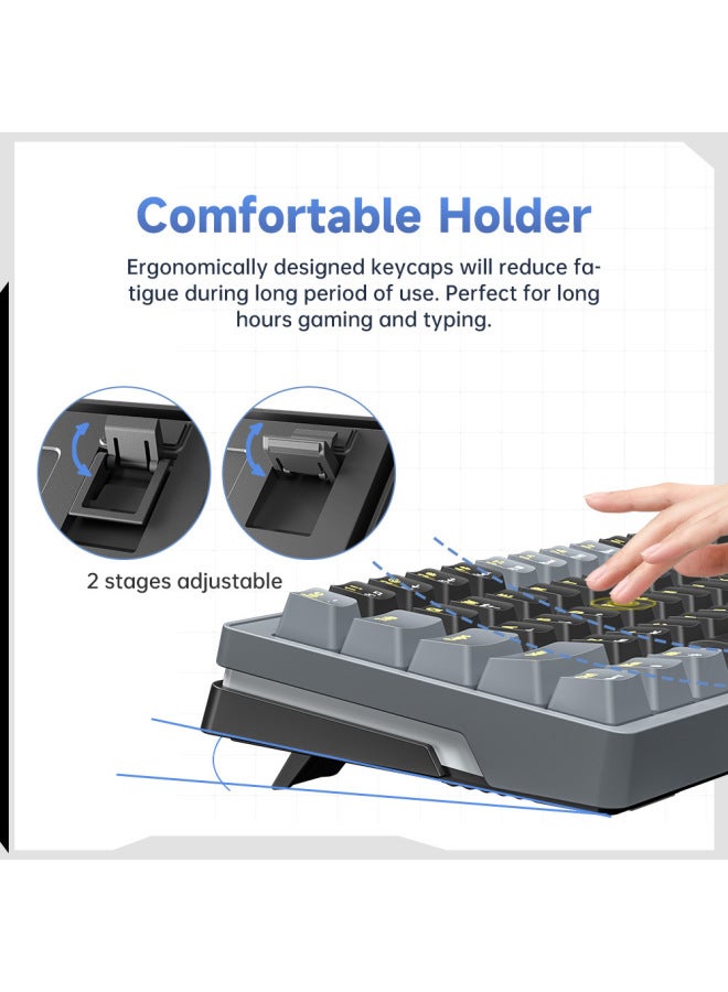 ZifriendAG68 Mute Mechanical Keyboard Gasket Structure Notebook Gaming Computer Wired Keyboard-Colour:68 Keys/grey Black-non-luminous Keycaps  Brown Switches - Image 4