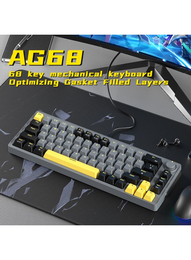 ZifriendAG68 Mute Mechanical Keyboard Gasket Structure Notebook Gaming Computer Wired Keyboard-Colour:68 Keys/grey Black-non-luminous Keycaps  Brown Switches - Image 2