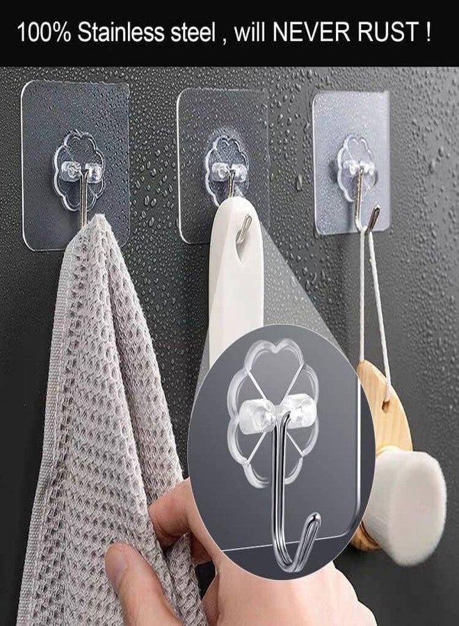 AZARIA 15 Pcs Hooks for Wall Heavy Items – Self Adhesive Wall Hooks, Wall Hooks for Hanging Strong 5kg, Wall Hook Sticker Heavy Duty, Nail Free Sticky Hangers with Stainless Hooks Reusable (15 Pcs) - Image 2