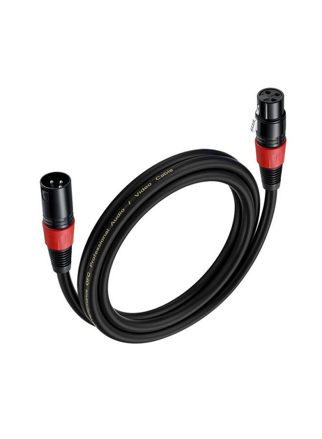XLR Cable With Double Shielded Oxygen-free Copper Line Canon Line Male To Female Microphone XLR Professional Sound Card Agricultural Audio Cable-Color:Red Tail Ring*ofc Oxygen-free Copper*3 Core*od6.0*black*pvc-Length:50cm  - Image 1