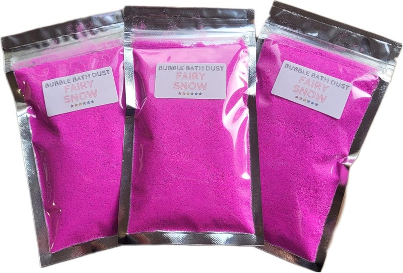 3 x Fairy Snow Bubble Bath Dust Bath Bomb Dust with Lasting Bubbles Contains Epsom Salts