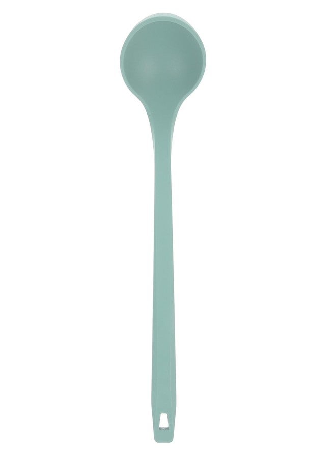 HEALLILY Silicone Soup Spoon with Long Handle, Non-Stick Kitchen Cooking Utensil for Stirring, Serving Soups, Porridge, and More, 12.59 Inch Green Ladle Spoon - Image 1