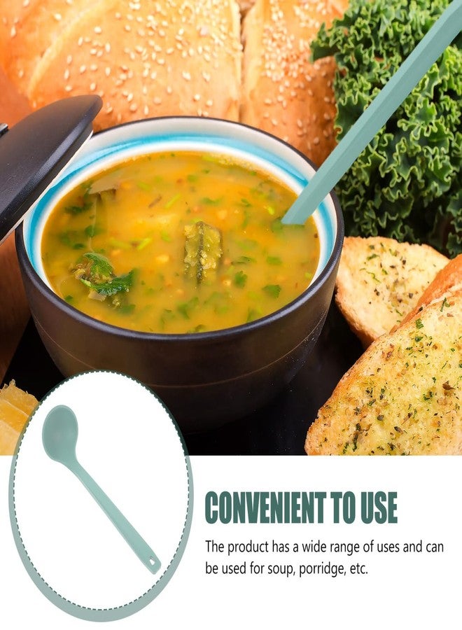 HEALLILY Silicone Soup Spoon with Long Handle, Non-Stick Kitchen Cooking Utensil for Stirring, Serving Soups, Porridge, and More, 12.59 Inch Green Ladle Spoon - Image 4