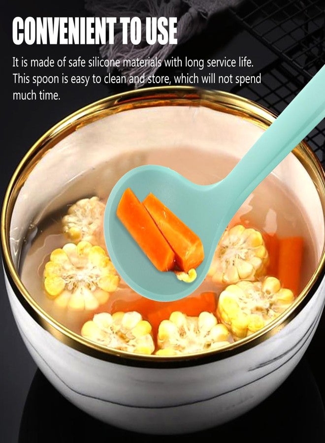 HEALLILY Silicone Soup Spoon with Long Handle, Non-Stick Kitchen Cooking Utensil for Stirring, Serving Soups, Porridge, and More, 12.59 Inch Green Ladle Spoon - Image 5