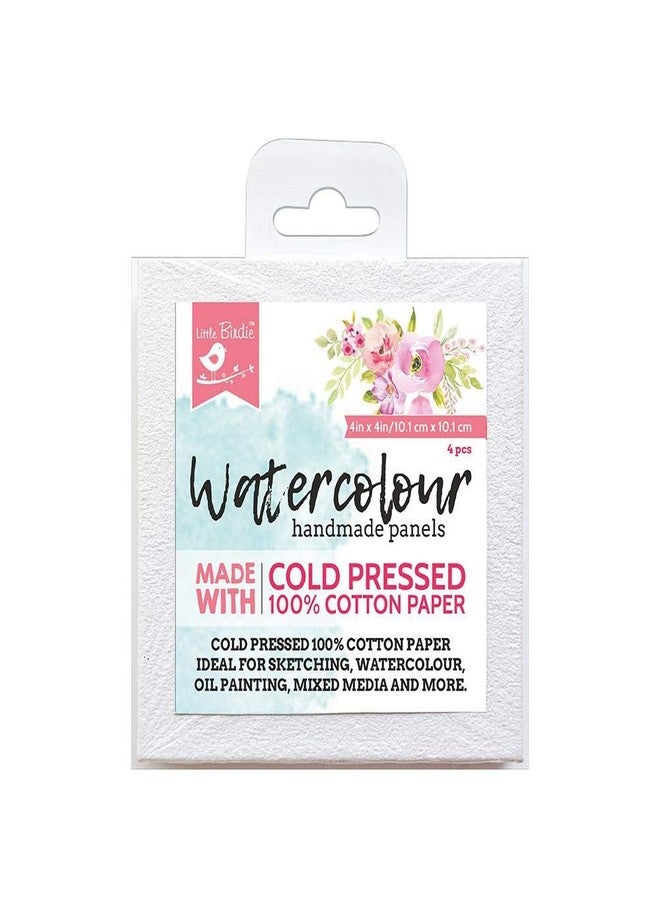 إتسي-بيتسي لوحات قماشية صغيرة للرسم بالألوان المائية، مقاس 4x4 بوصة، عبوة من 4 قطع | قطن، ورق مضغوط على البارد، مثالية للألوان المائية، والجواش، والحبر، والوسائط المختلطة - Image 1