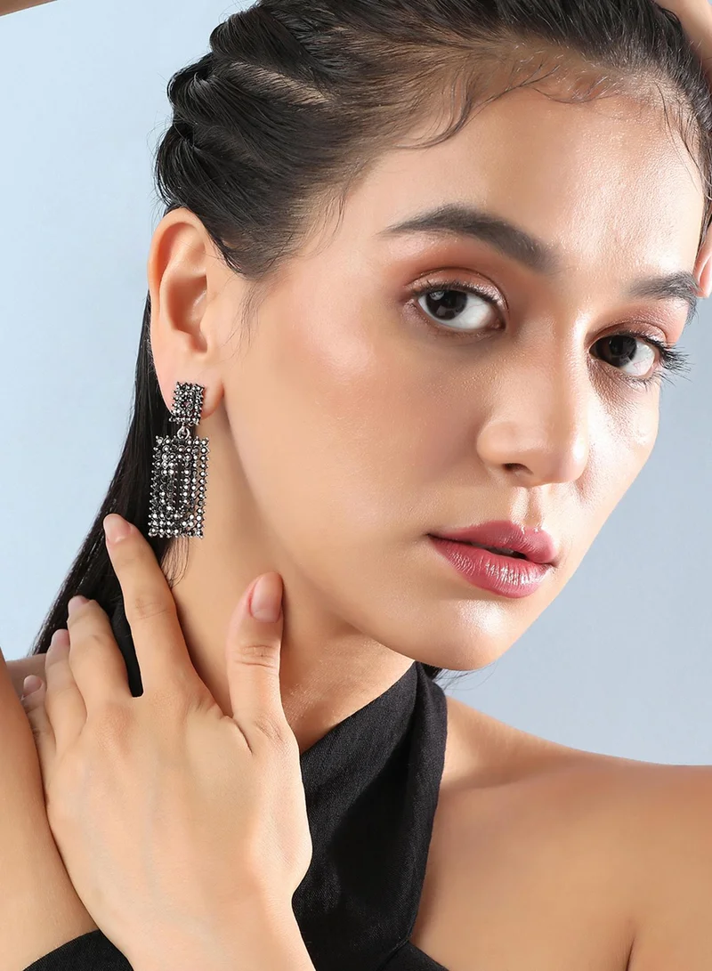 SOHI Geometric Lined Cluster Artificial Drop Earring Jewellery