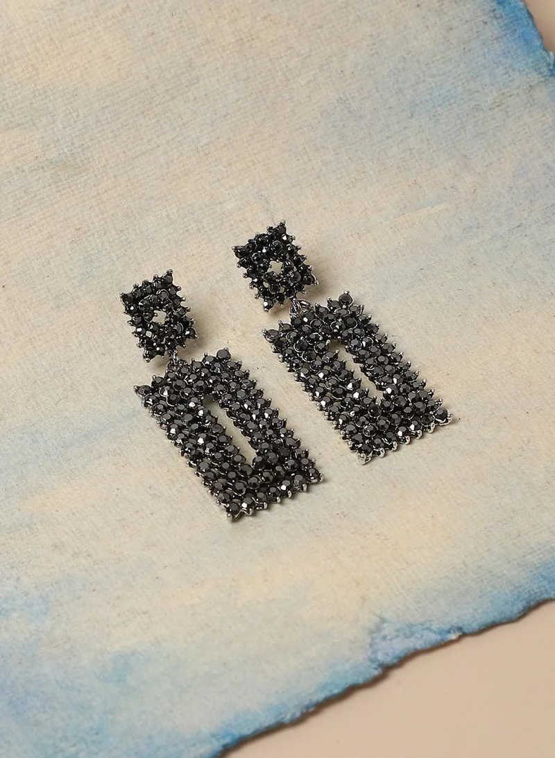 SOHI Geometric Lined Cluster Artificial Drop Earring Jewellery