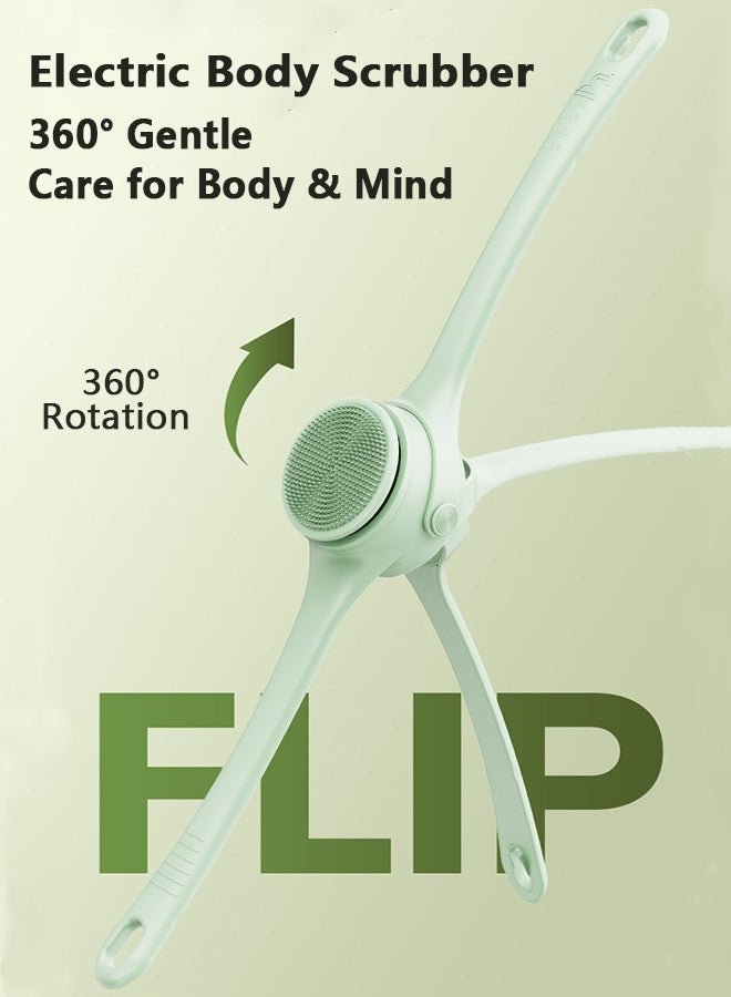 Rechargeable IPX7 Waterproof Body Brush Set Shower/Bath Brush and Back Scrubber with 4 Replaceable Heads Long-handled/Detachable Handheld 2 Molds 360°Flip Dual Handles back scrubber for adults Extra-long Battery Family-friendly Bath Brush - Image 2