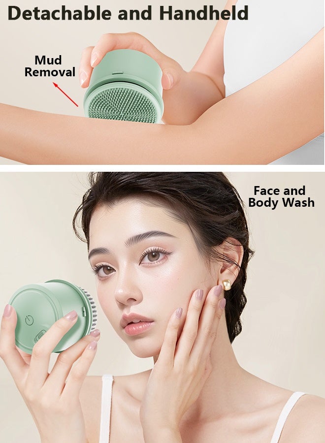 Rechargeable IPX7 Waterproof Body Brush Set Shower/Bath Brush and Back Scrubber with 4 Replaceable Heads Long-handled/Detachable Handheld 2 Molds 360°Flip Dual Handles back scrubber for adults Extra-long Battery Family-friendly Bath Brush - Image 3