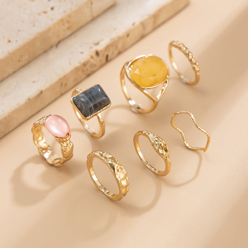 SHIXIN European and American Cross-Border Fashion Accessories: Elegant Acrylic Ring with Irregular Alloy Design - Image 5
