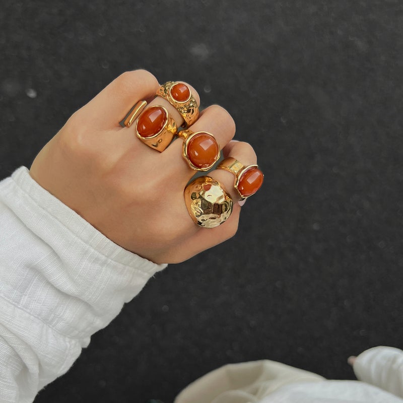SHIXIN European and American Cross-Border Fashion Accessories: Elegant Acrylic Ring with Irregular Alloy Design - Image 1