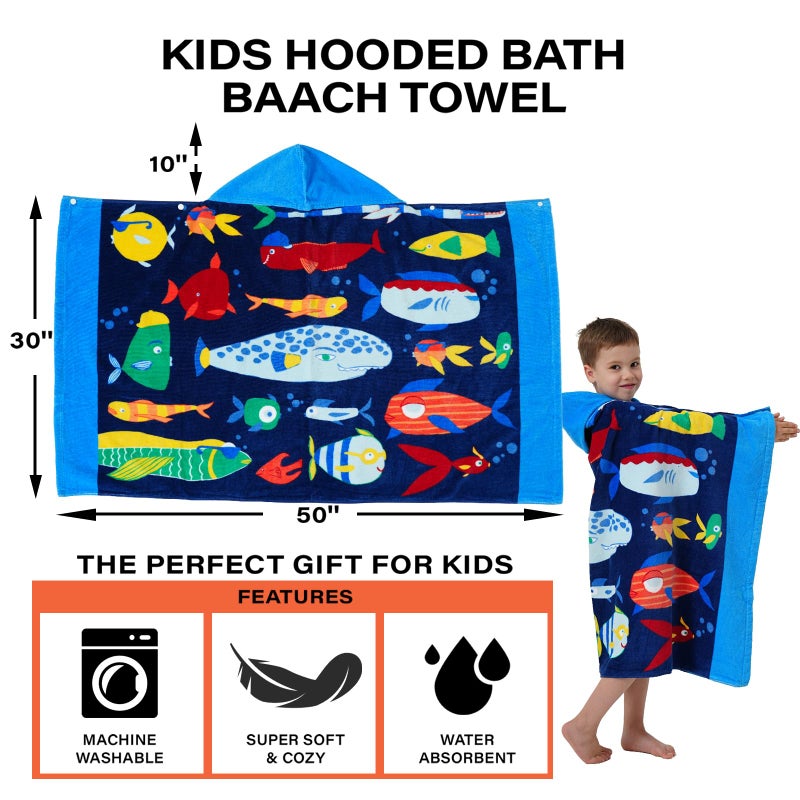 Bavilk Kids Bath Towels, Kids Towel Girls Boys Hooded Beach,Bathroom,Pool Swim Towels 30 Ã— 50 INCH Large Size Ultra Absorbent Cute Cartoon Animal Full Vitality 100% Cotton Wearable Wrap for Child - Image 4