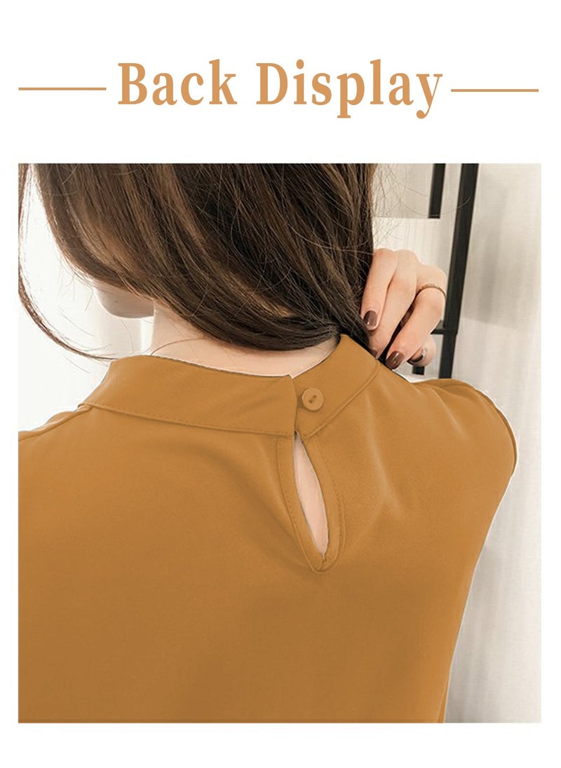 Women's Shirt, Comfortable Loose Long Lantern Sleeve Shirt, Elegant Smooth Chiffon Shirt, Solid Color, Casual Professional Formal Long Sleeve Top Shirt Blouse, Brown - pzsku/ZF32A54940A091482BBFFZ/45/_/1733300702/df3d8c6e-6bac-48eb-b9f5-13c8efd53993